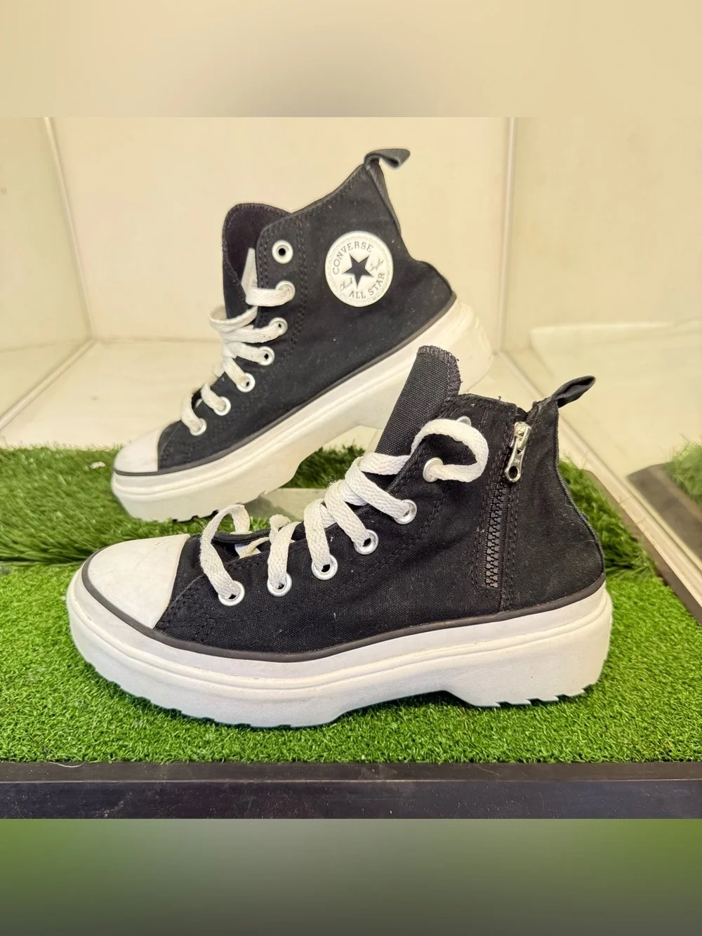 Converse Kids Black & White High-Top Platform Sneakers